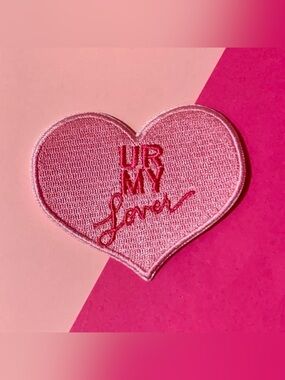 Pink Heart Embroidered Iron On Patch "UR MY Lover" Taylor Swift album accessory